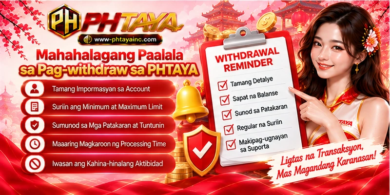 Mahahalagang Paalala sa Pag-withdraw sa PHTAYA